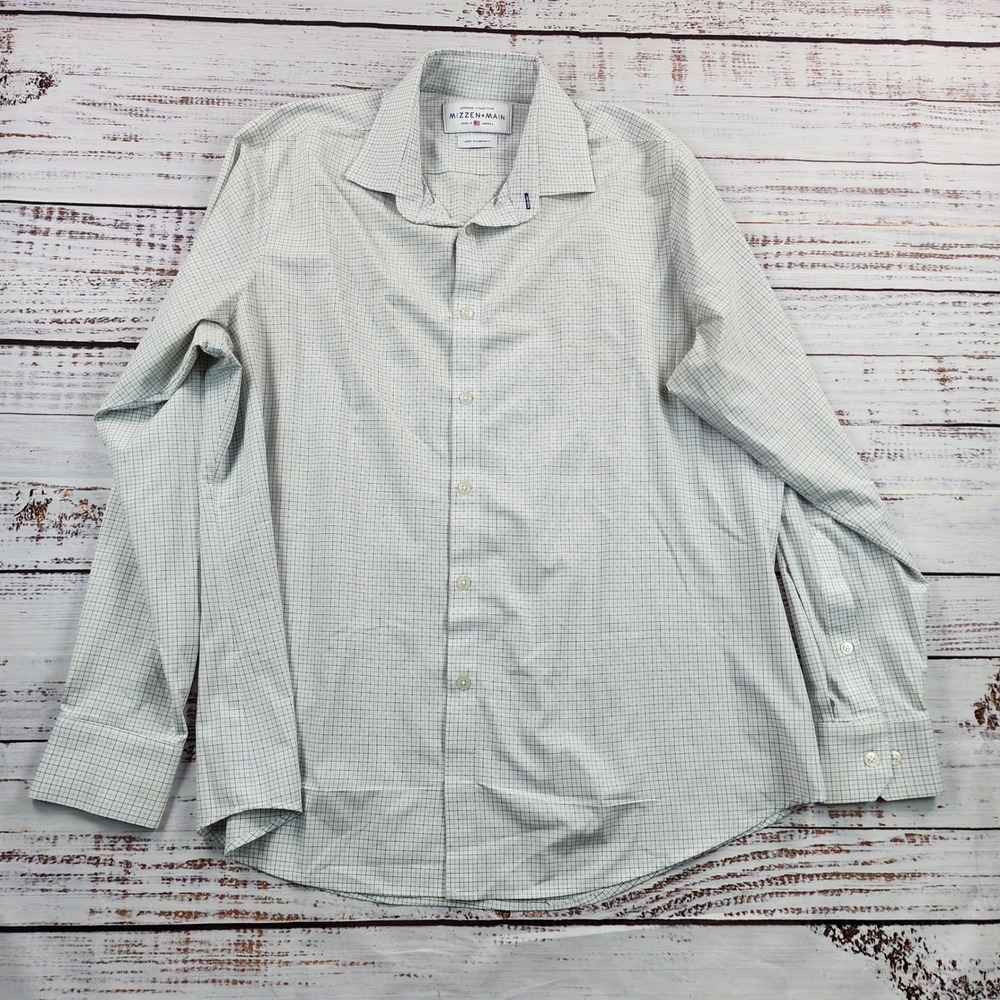 Mizzen Main Leeward Shirt Mens L Large Standard Fit Plaid Stretch Button Up USA